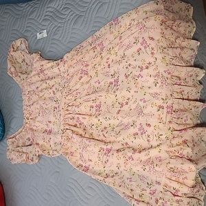 Womens floral tiered dress-apricot glow size xl
